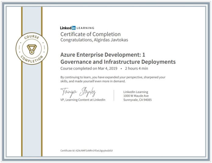 Azure Enterprise Development 1 Governance And Infrastructure Deployments